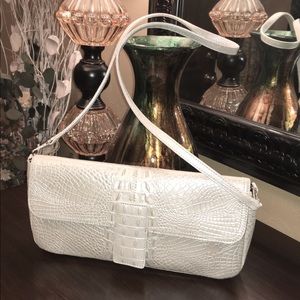 PRESTON & YORK ivory croc clutch, baguette